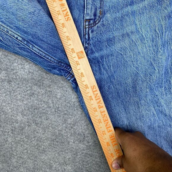 MNG Women Jeans 2 Acid High Rise Distressed Straight Leg Mom Denim - Picture 6 of 9